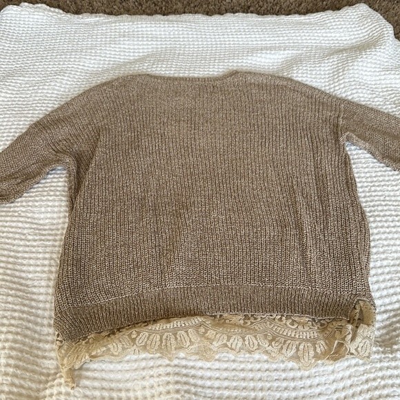 Pins & Needles (Urban Outfitters) Beige Lace Trim Sweater Small - Picture 6 of 8